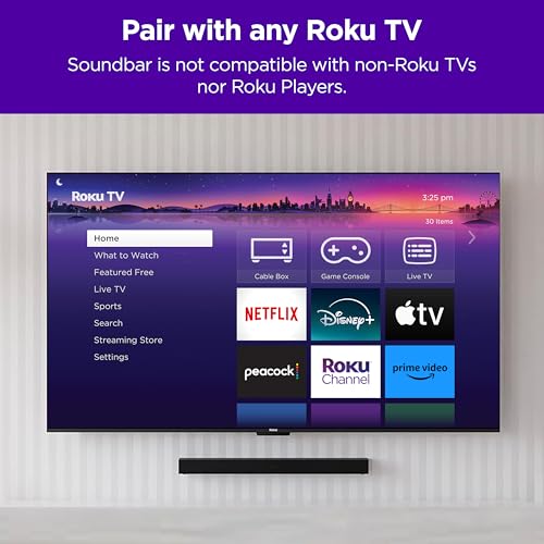 Roku TV Wireless Soundbar for Enhanced Home Entertainment Experience
| Roku Exclusive Soundbar with Clear Dialogue for